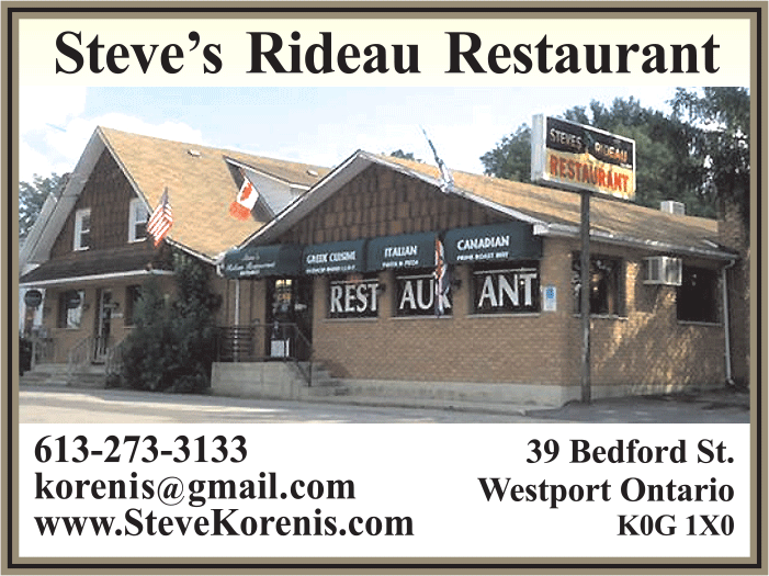 Steve’s Rideau Restaurant    Westport   613-273-3133273-3133