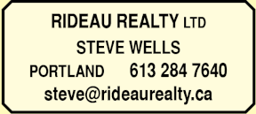 RIDEAU REALTY LTD  STEVE WELLS   613-284-7640