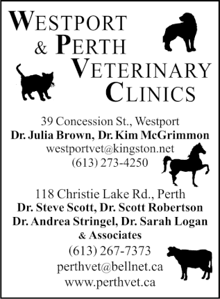 Westport & Perth Vet Clinic, large & small animals, surgery - emergency care  613-273-7373