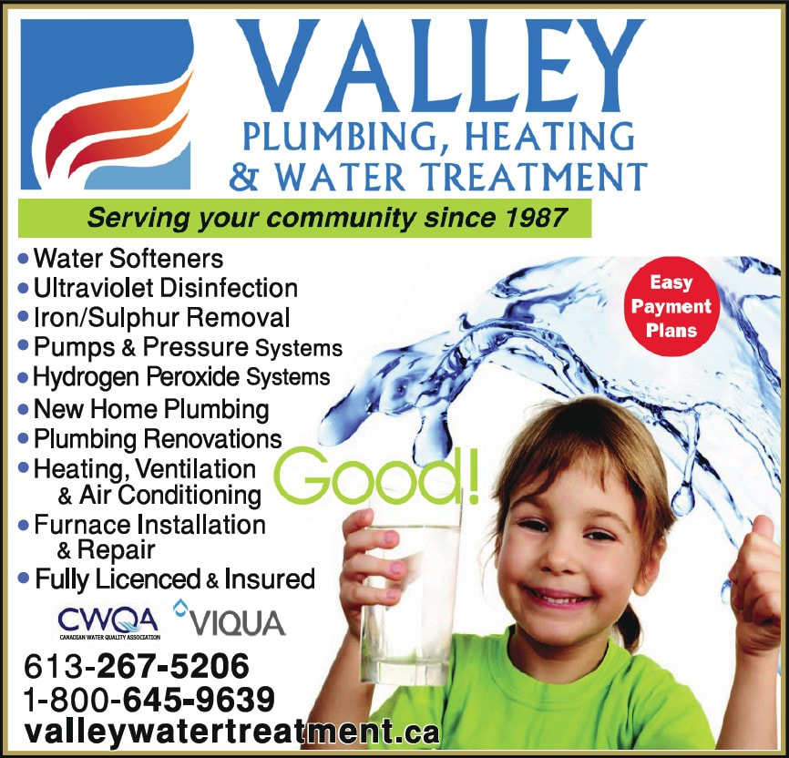 Valley Plumbing & Water Treatment   613-267-5206       267-5206 or 1-800-645-9639